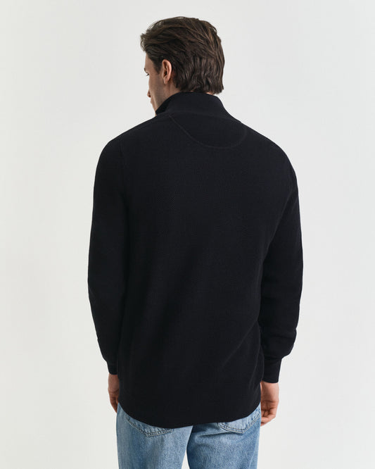 Cotton Pique Half-Zip Sweater