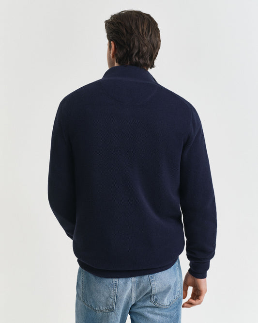 Cotton Pique Half-Zip Sweater
