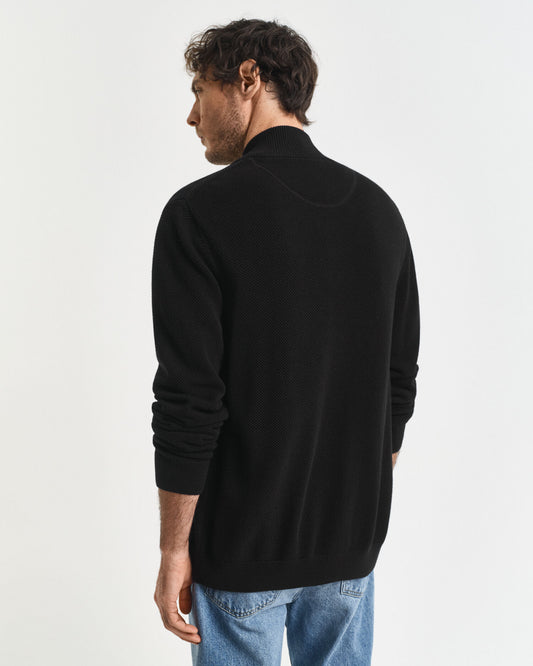 Cotton Pique Zip Cardigan