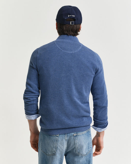Cotton Pique Half-Zip Sweater