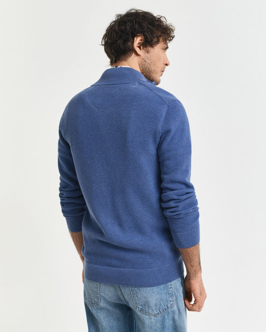 Cotton Pique Zip Cardigan