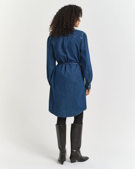 Robe en jean à manches bouffantes