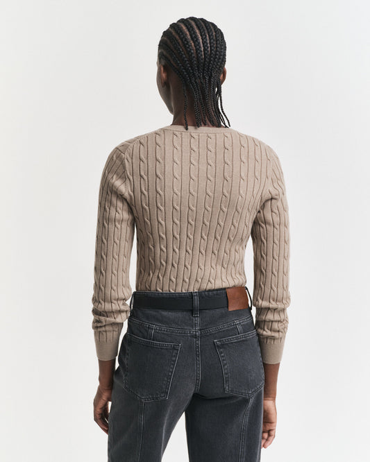 Stretch Cotton Cable Knit Cardigan