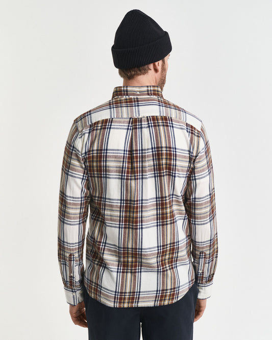 Regular Fit Hemd aus windgewaschenem Flanell mit Karomuster