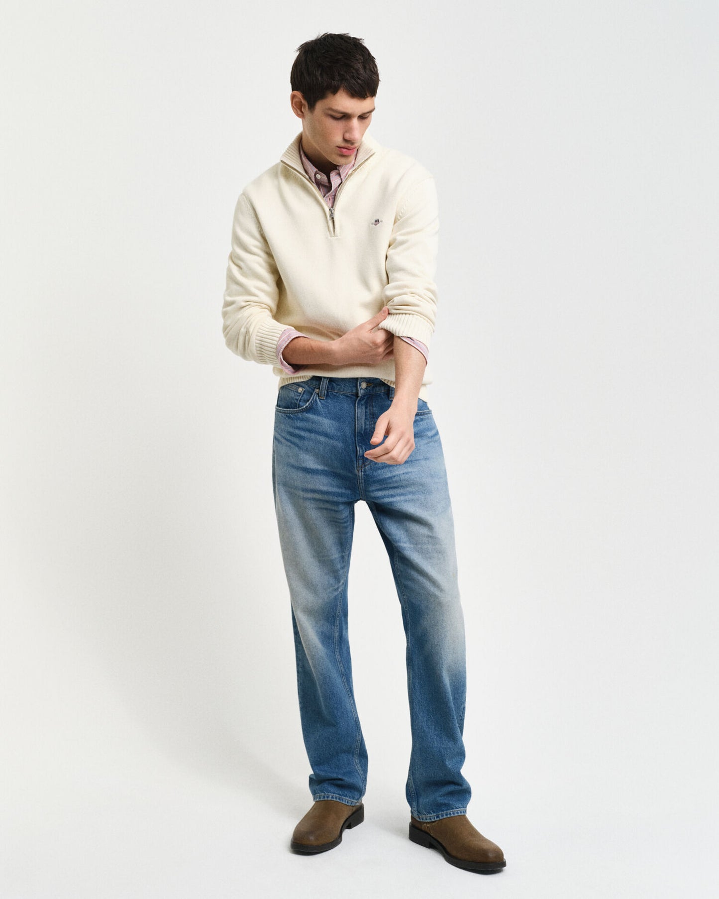 Lässiger Baumwoll-Half-Zip-Pullover