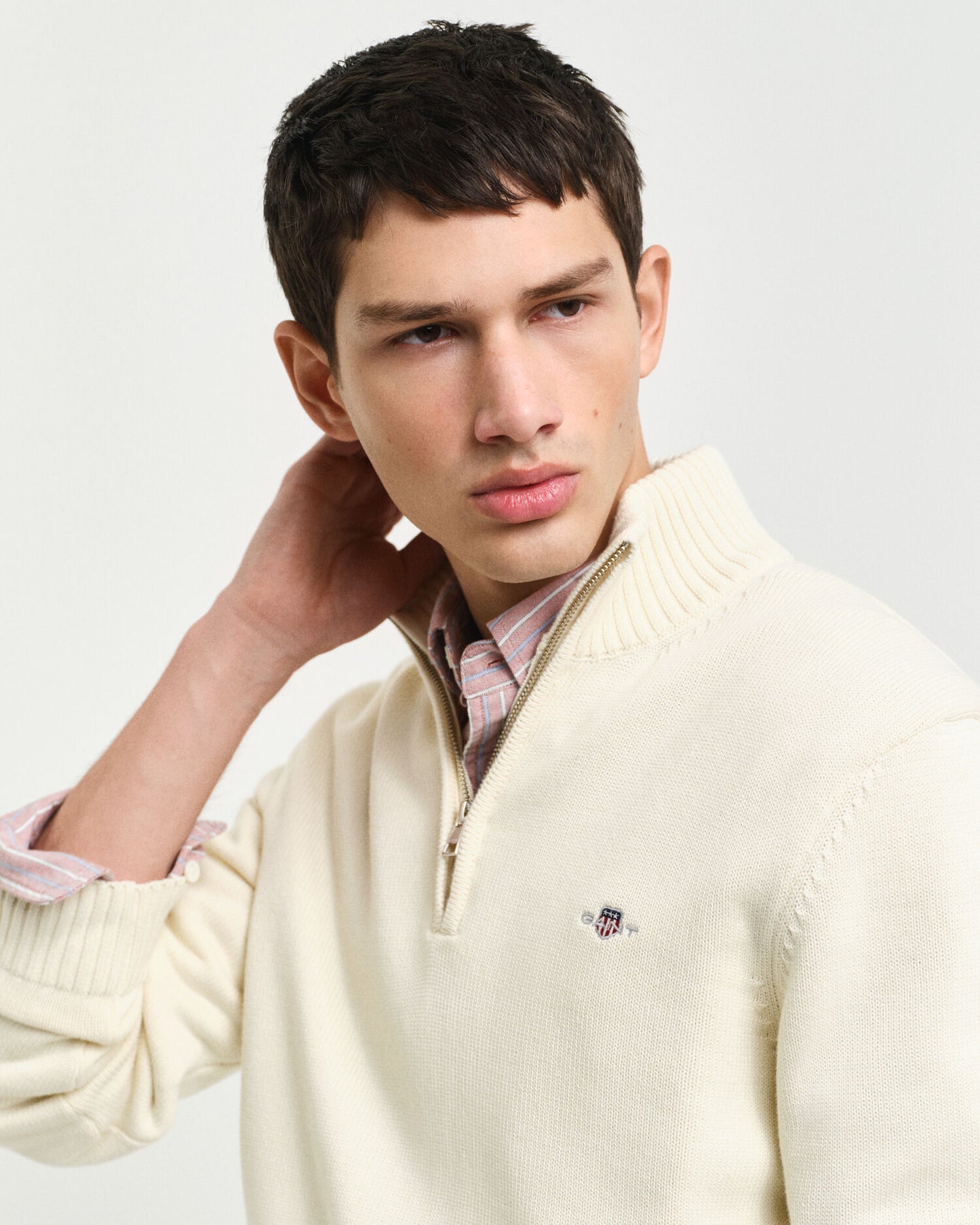 Lässiger Baumwoll-Half-Zip-Pullover