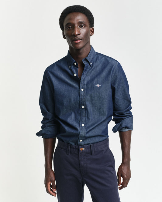 Slim-Fit-Hemd in Indigo