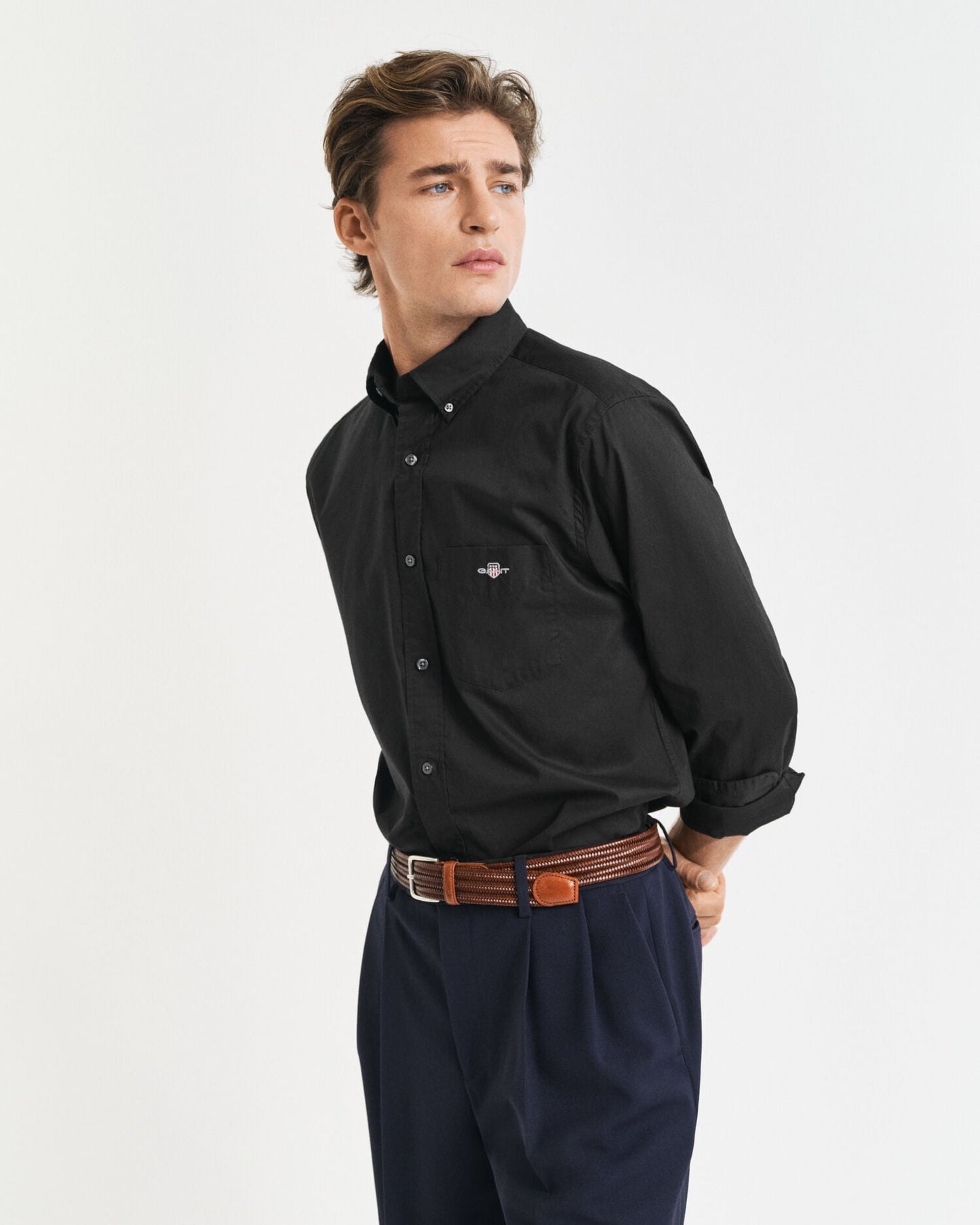 Chemise classique en popeline coupe droite