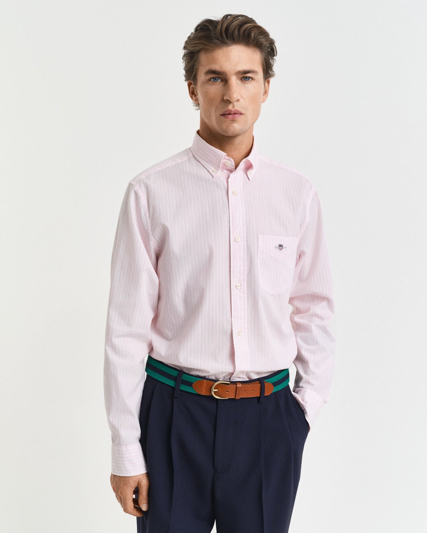 Chemise popeline rayée coupe droite