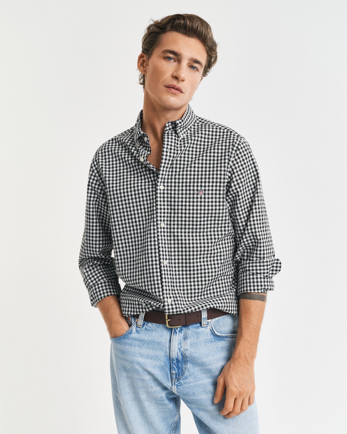 Regular Fit Klassisches Gingham-Popeline-Hemd
