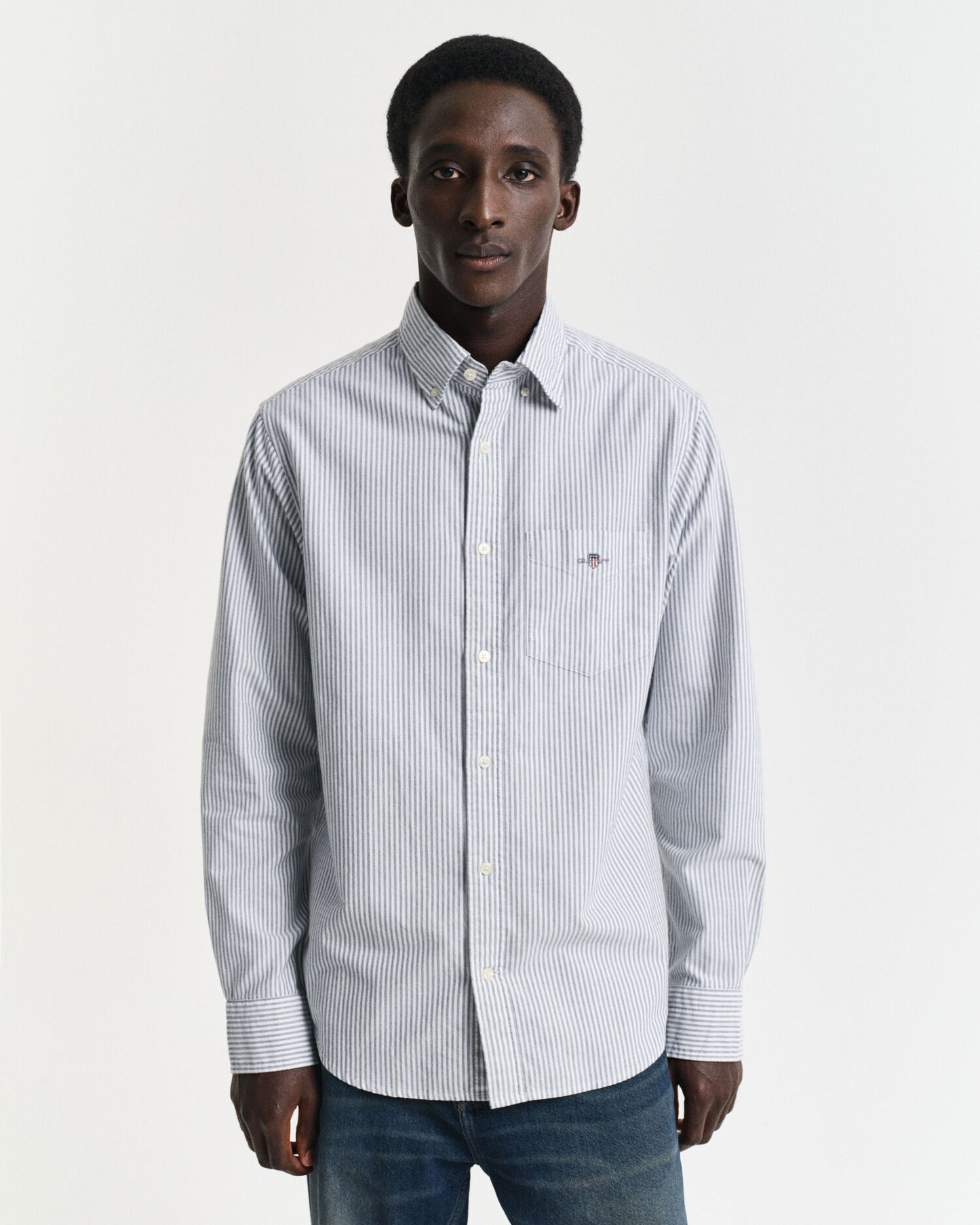 Regular Fit Hemd aus klassischem Oxford-Stoff mit Banker-Streifen