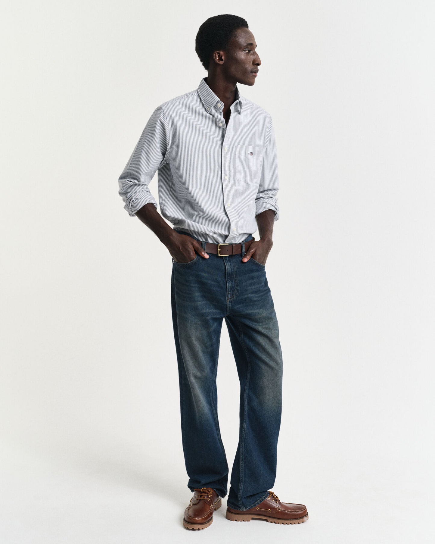 Regular Fit Hemd aus klassischem Oxford-Stoff mit Banker-Streifen