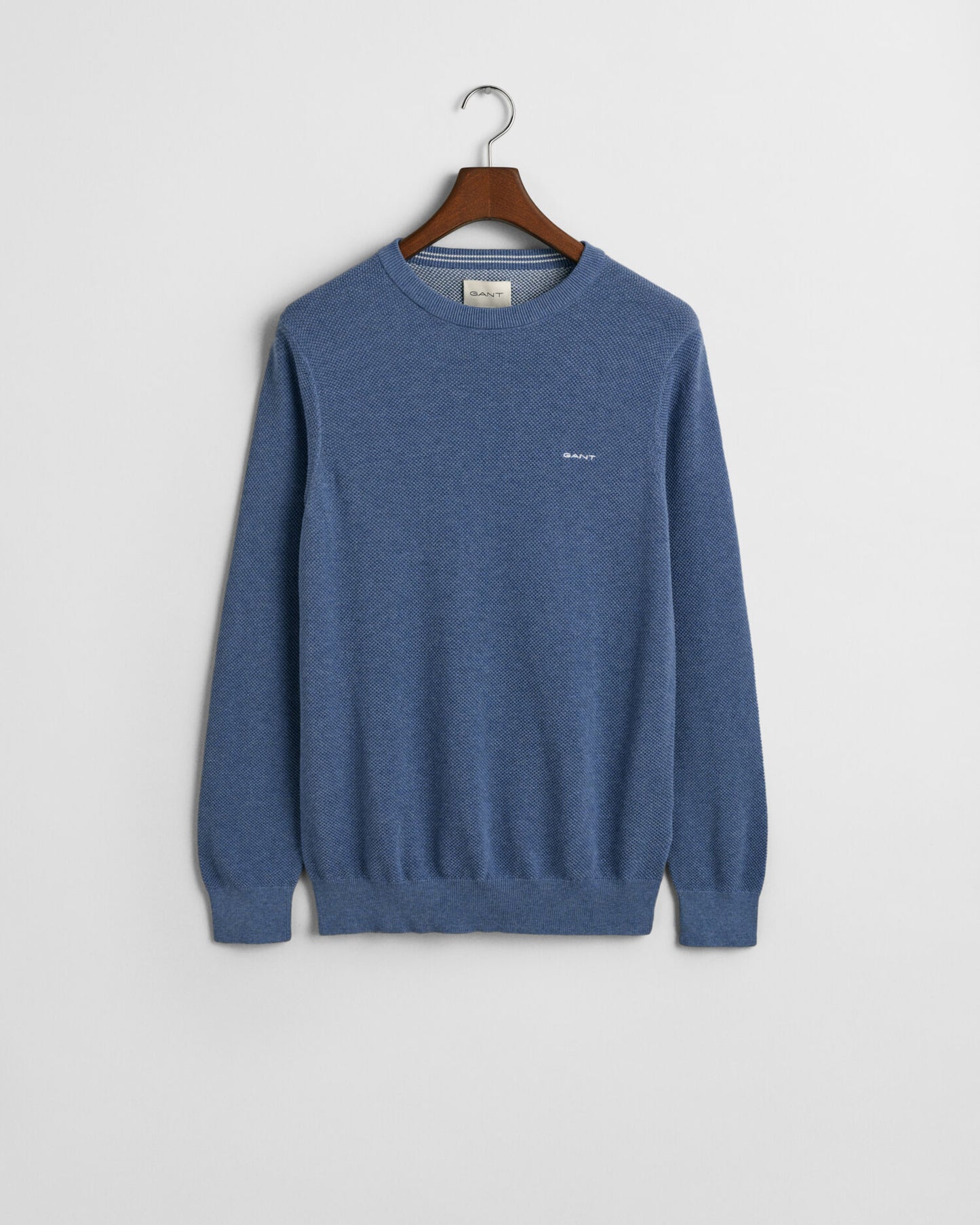Pull en piqué de coton à col rond