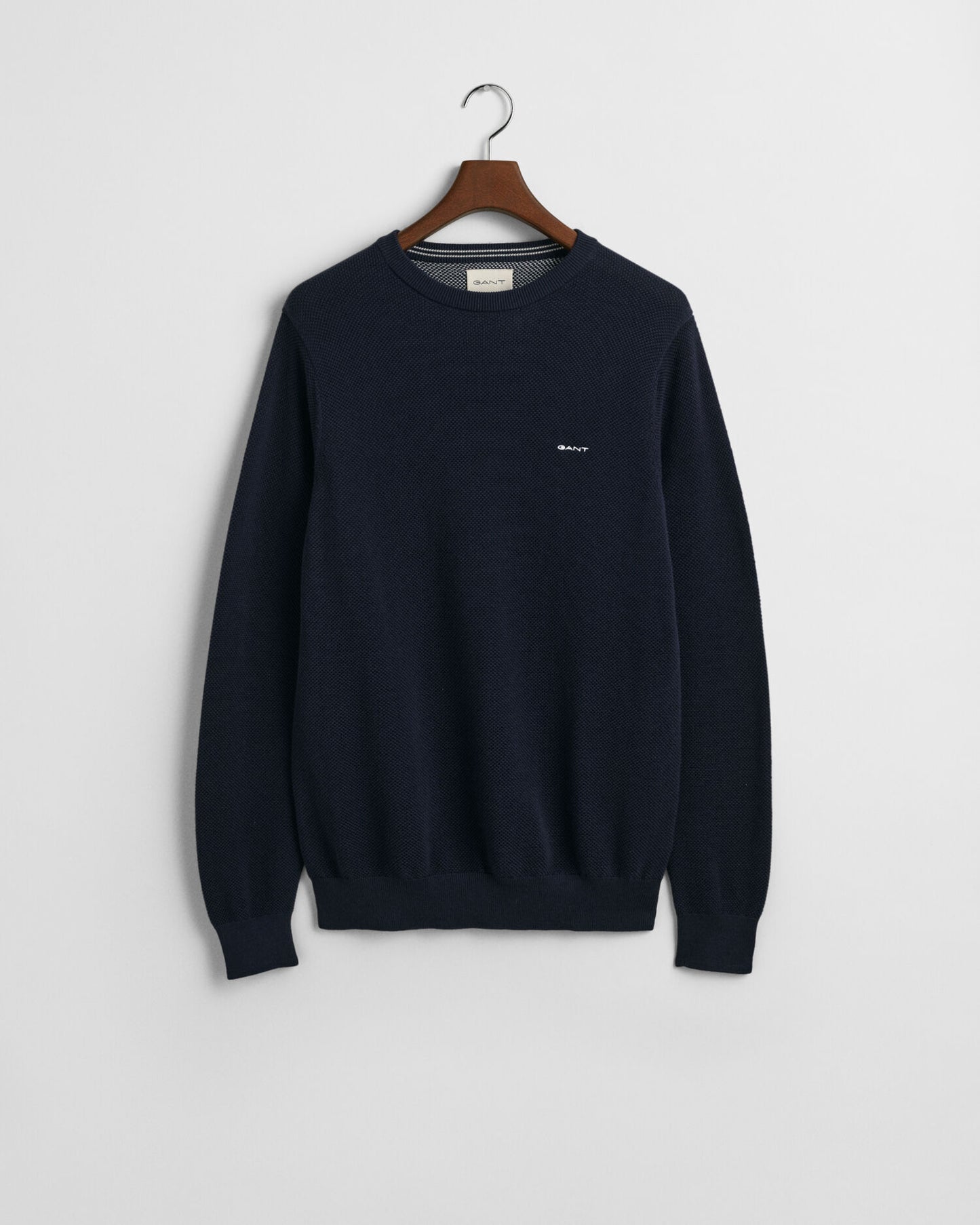 Cotton Pique Crew Neck Sweater