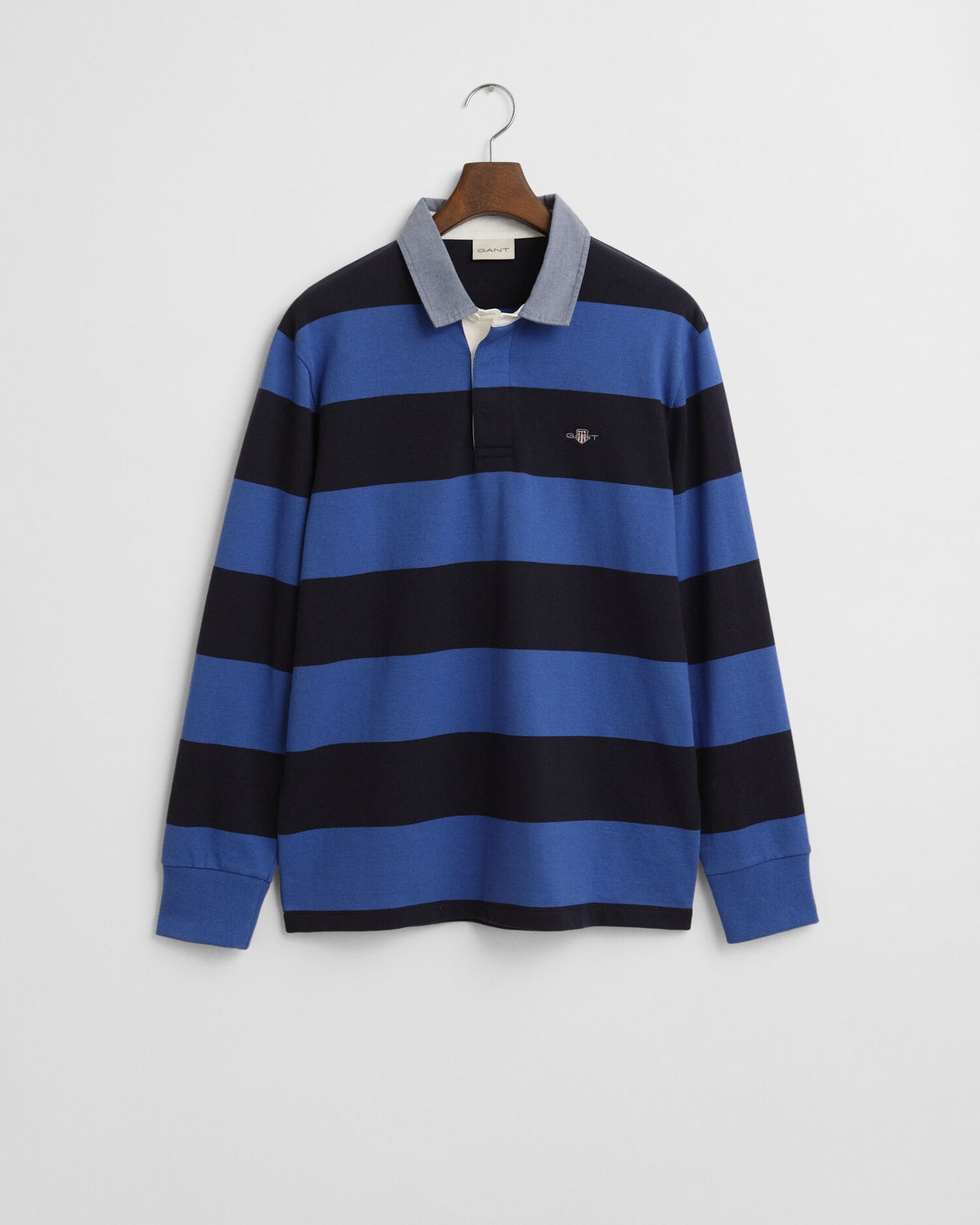 Rugger mit Chambray-Kragen und Streifen