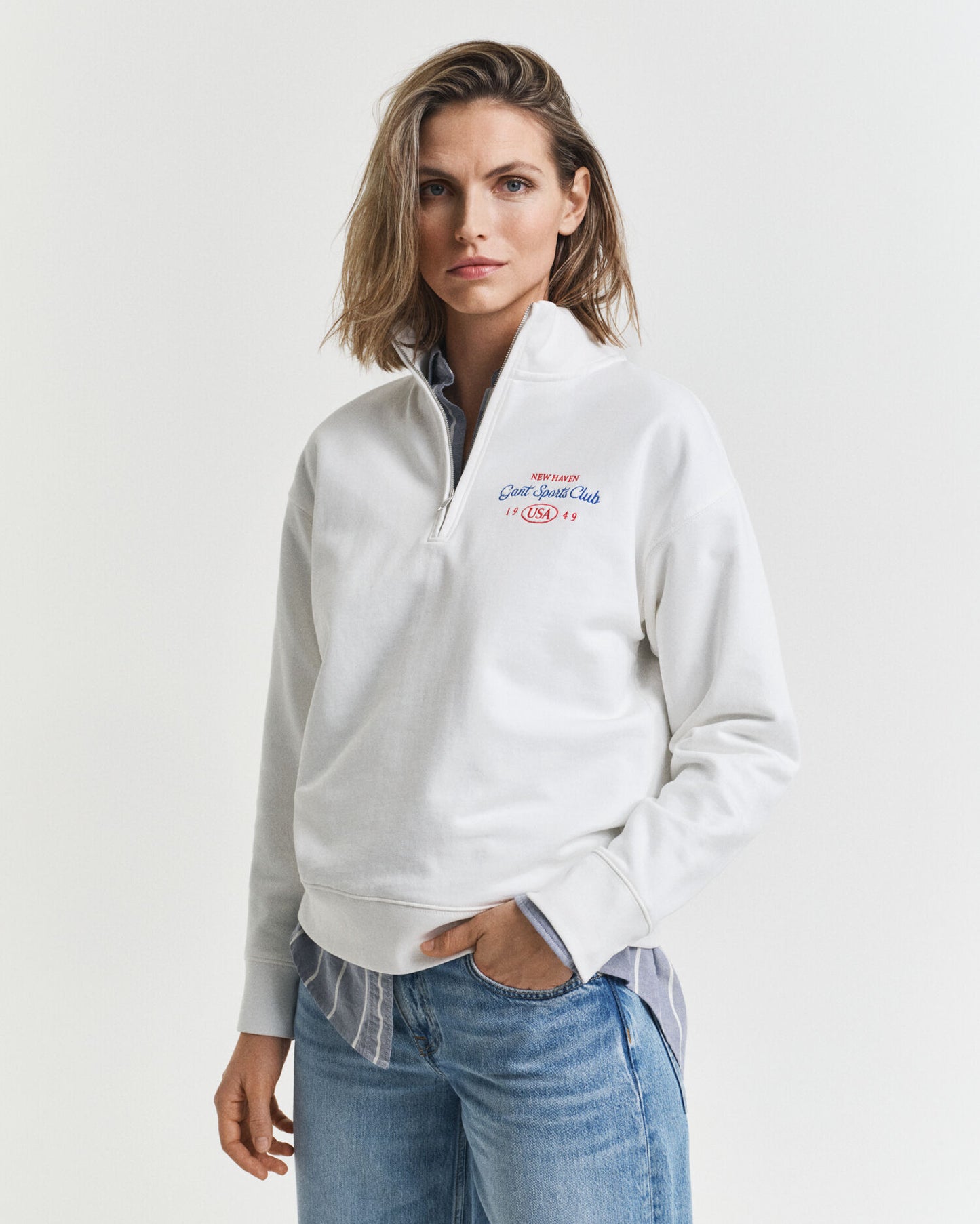 Grafisches Half-Zip Sweatshirt