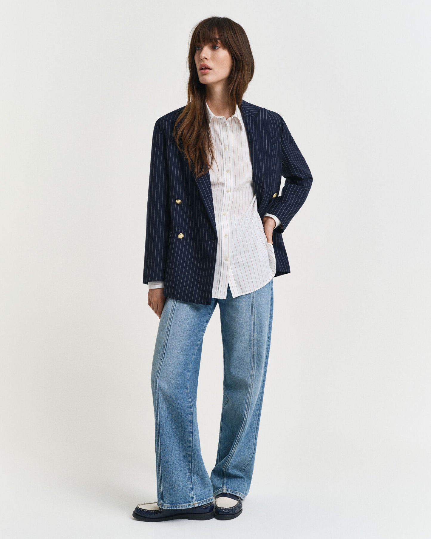Chemise rayée à manches amples et coupe décontractée