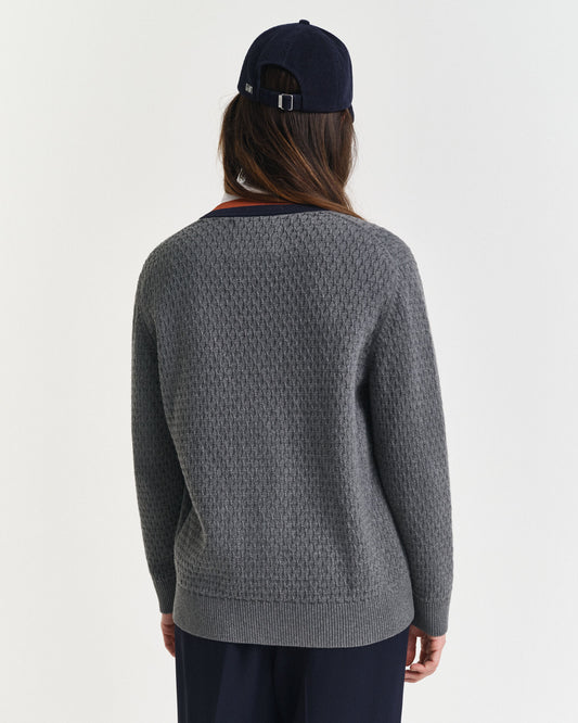 Cardigan aus Baumwolle mit Struktur und Kontrastdetails