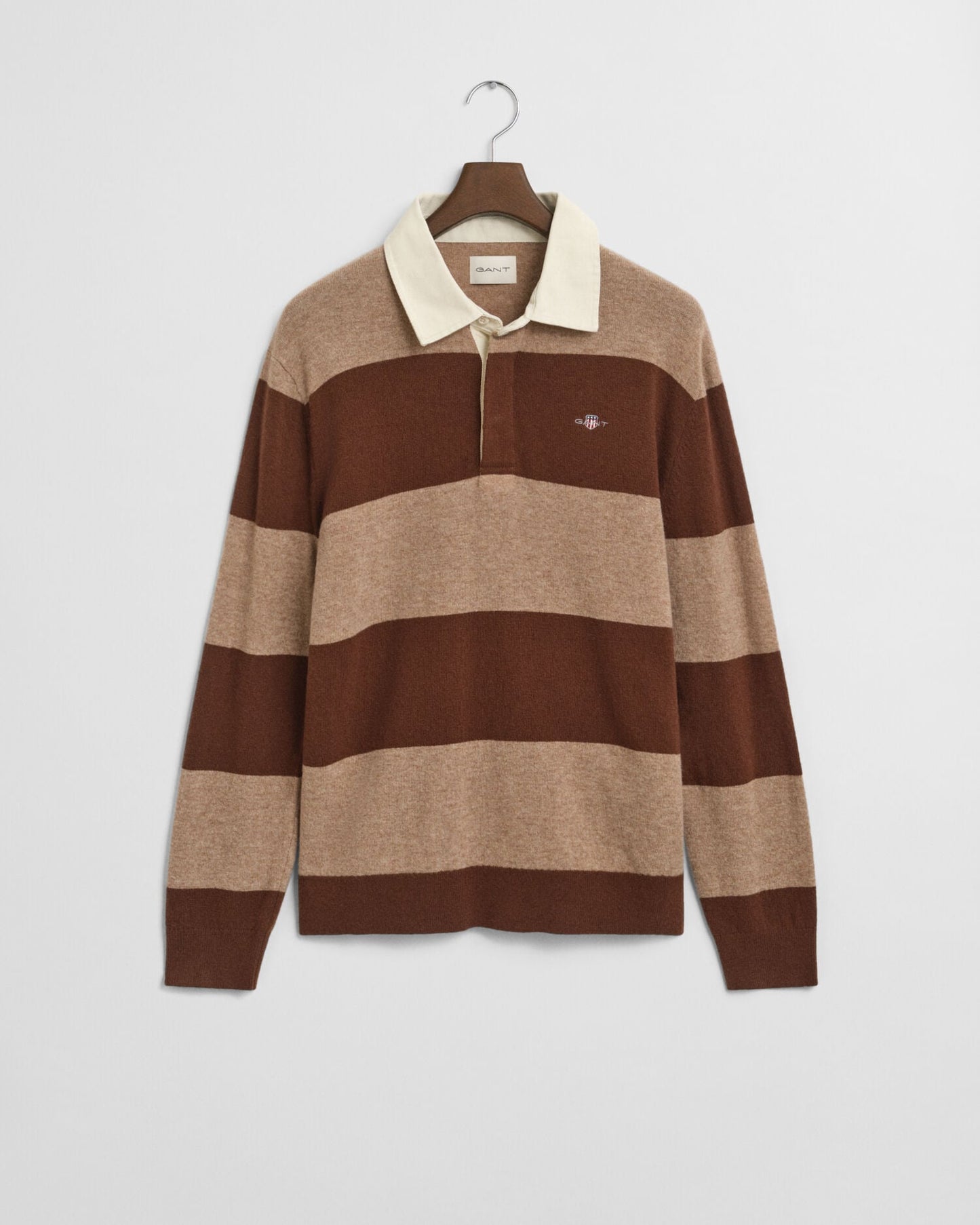 Gestreifter Extrafeiner Lambswool Rugger Pullover