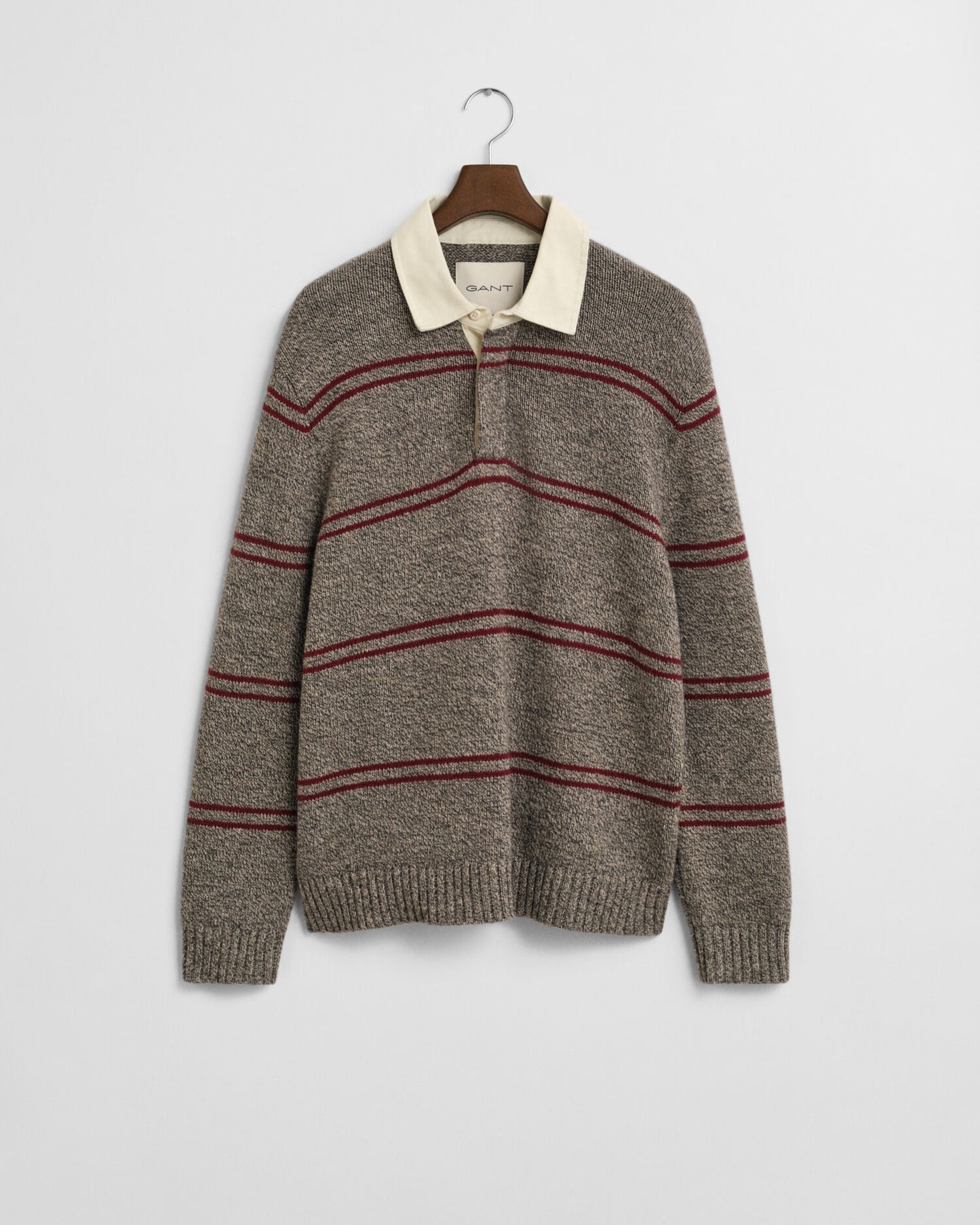 Gestreifter Polopullover aus Wollmischung