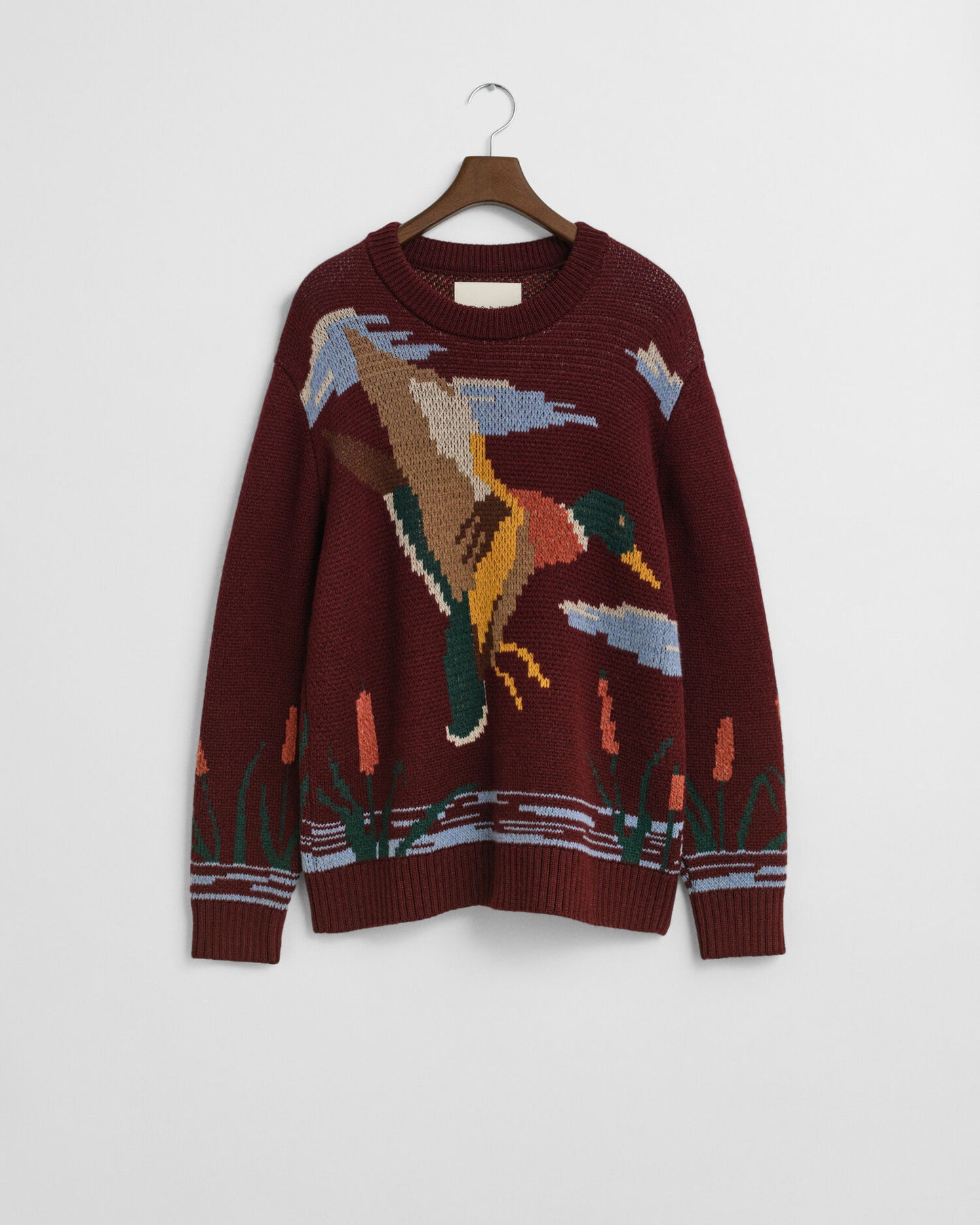 Pull ras du cou imprimé oiseau