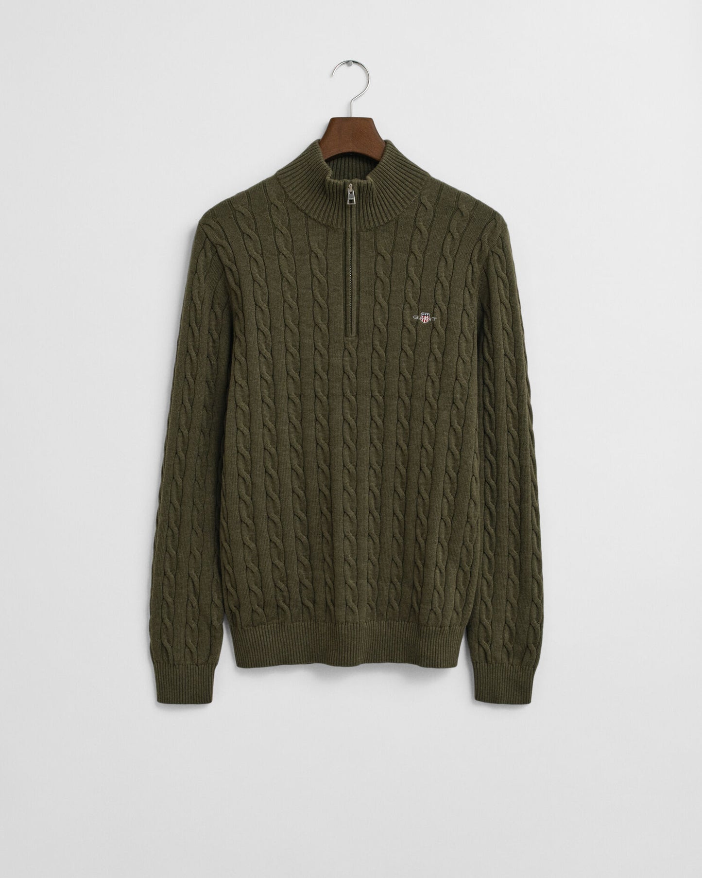 Pull demi-zippé en coton torsadé