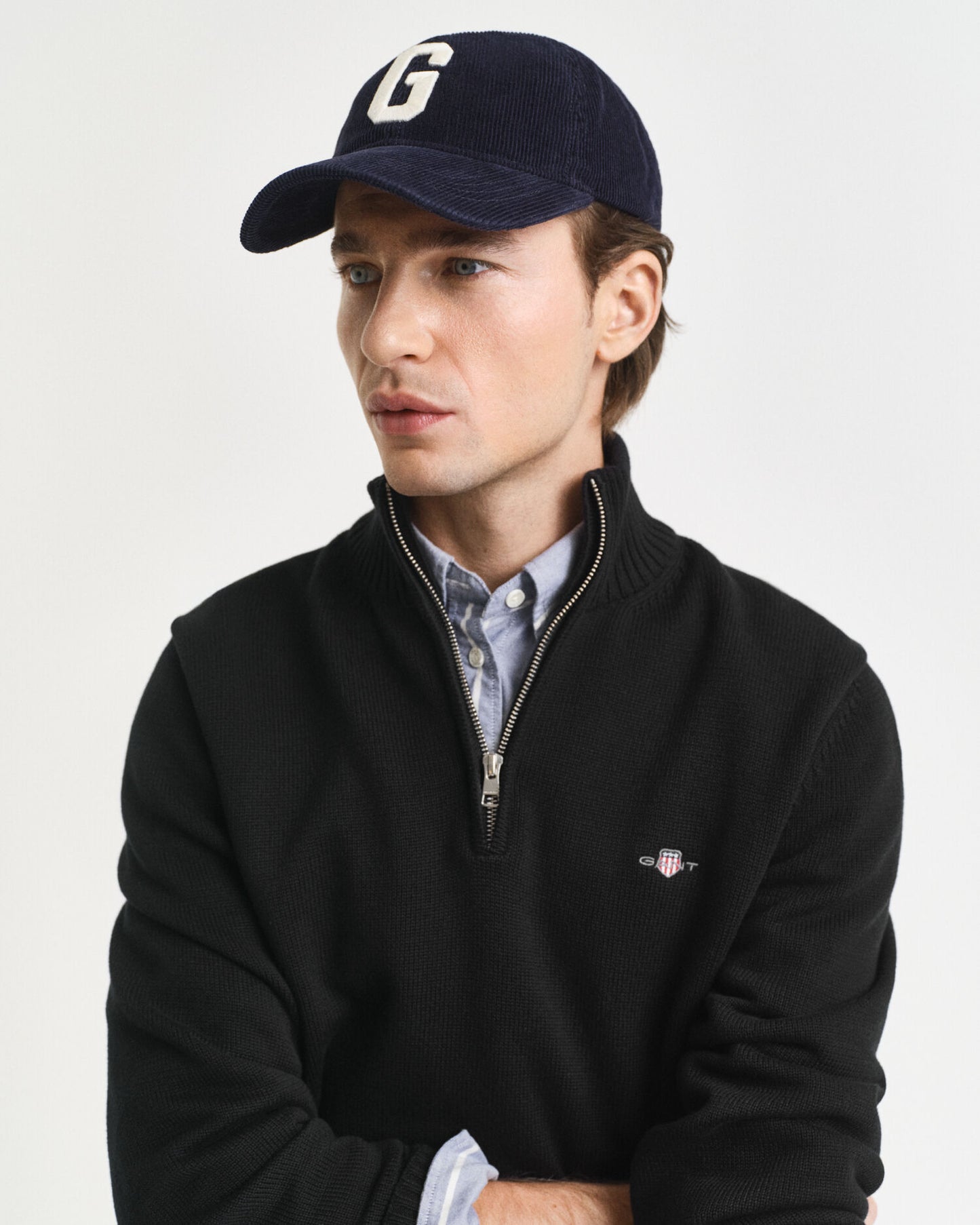 Lässiger Baumwoll-Half-Zip-Pullover