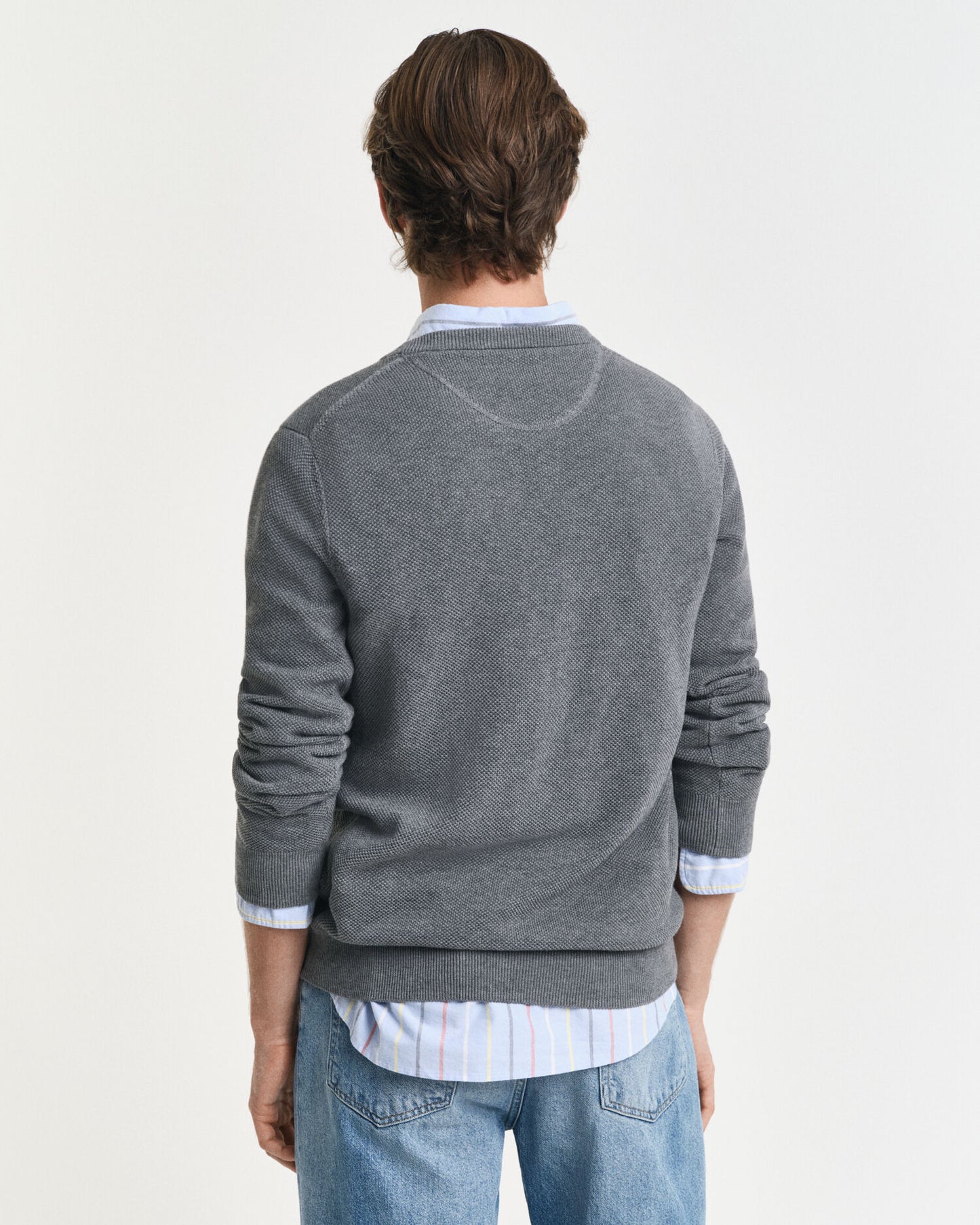 Cotton Pique Crew Neck Sweater