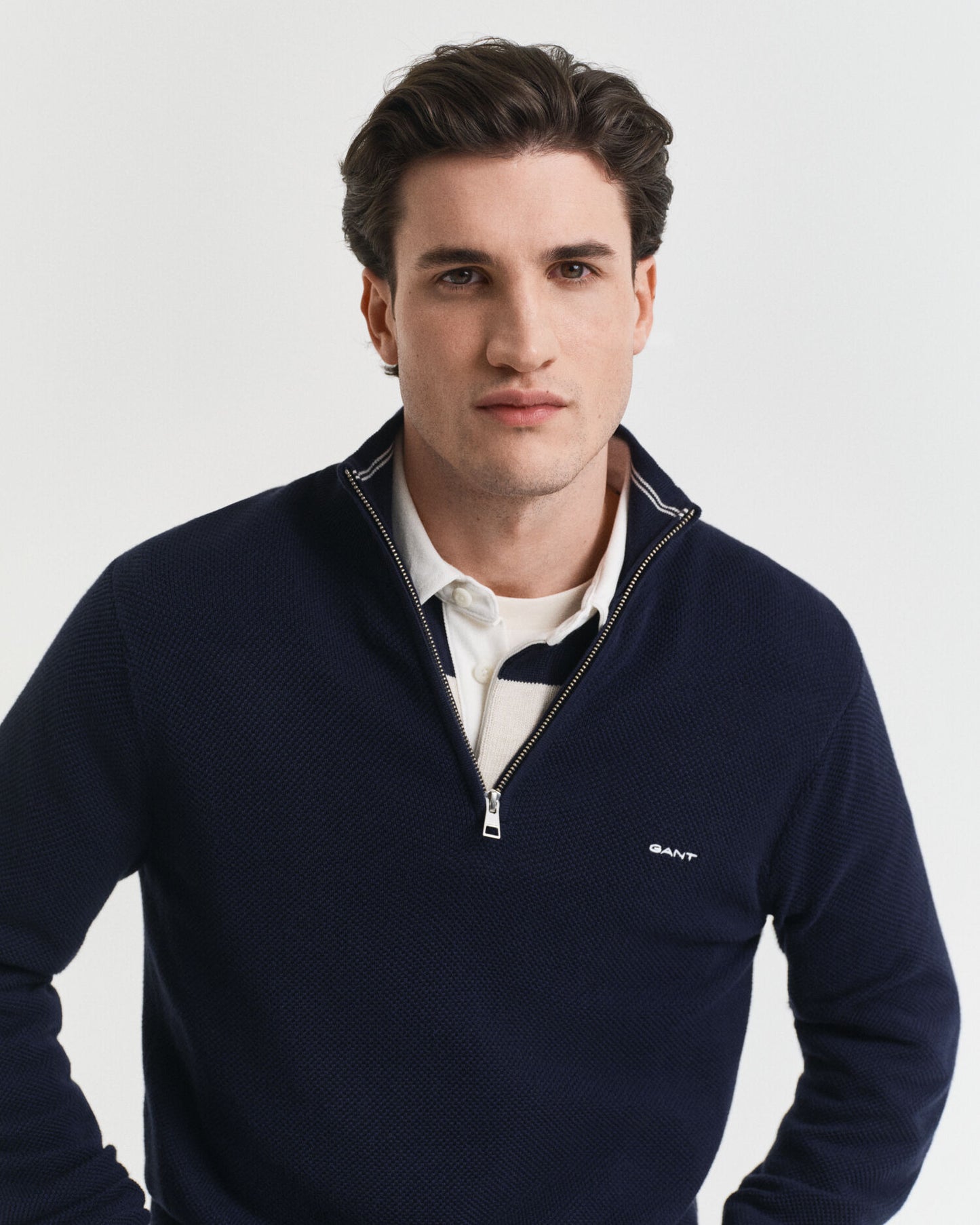 Chandail demi-zippé en piqué de coton