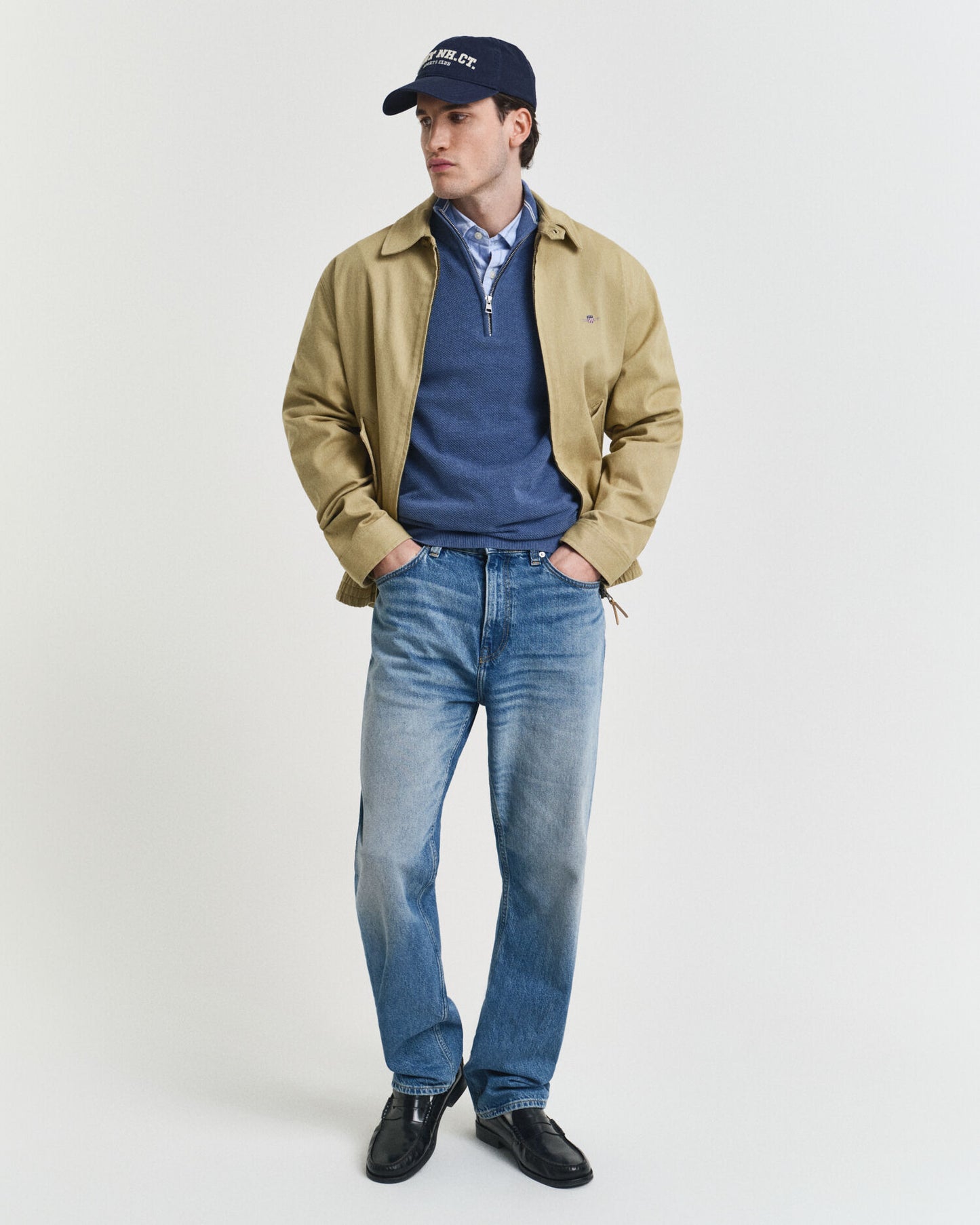 Cotton Pique Half-Zip Sweater