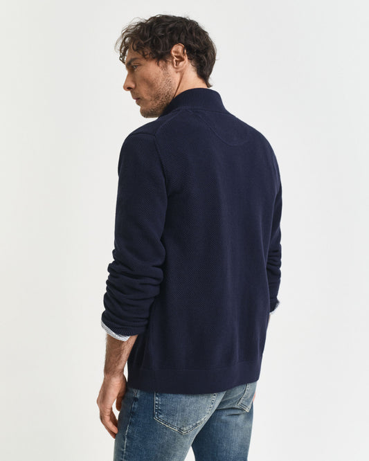 Cardigan zippé en piqué de coton