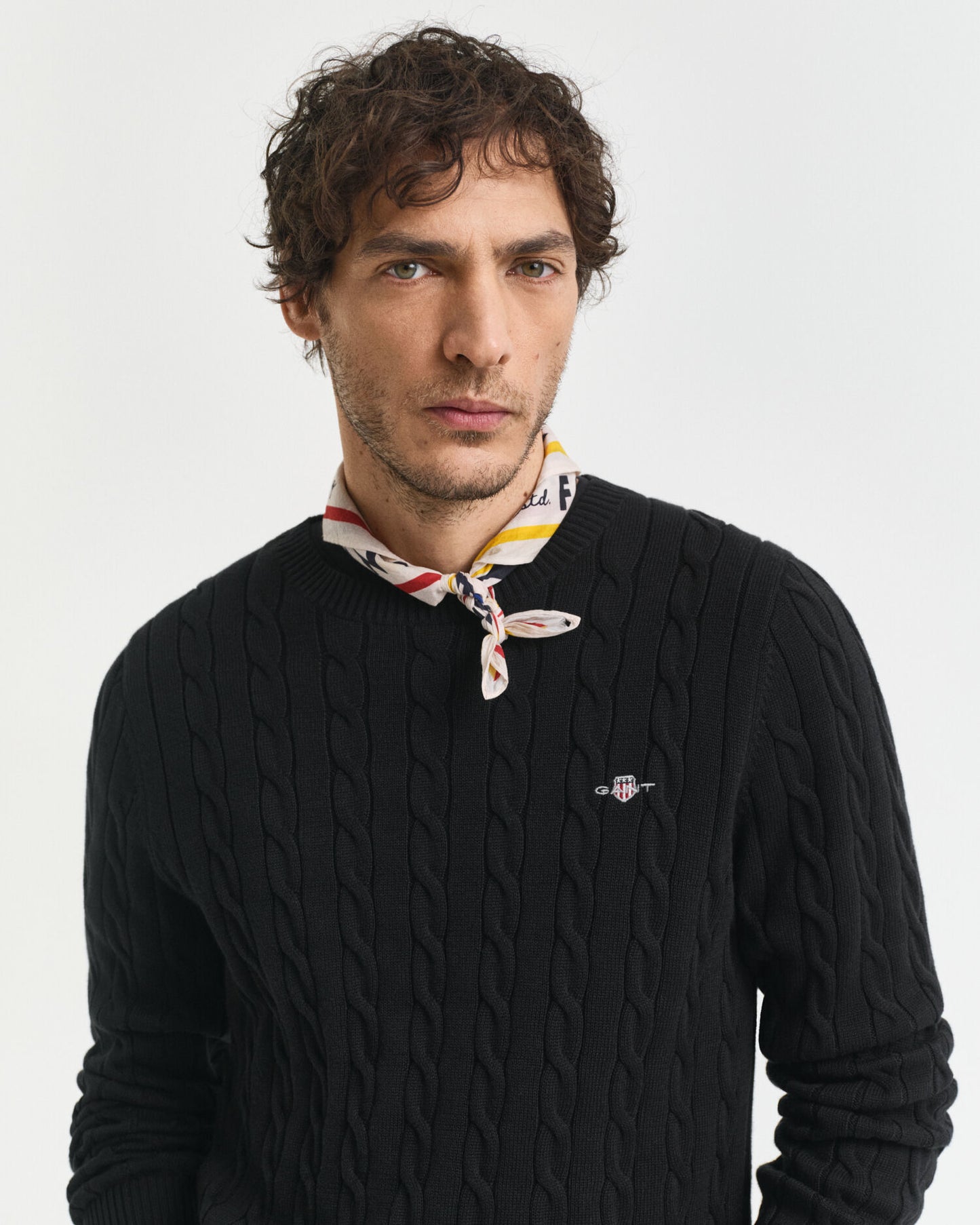 Pull ras-du-cou en maille torsadée de coton