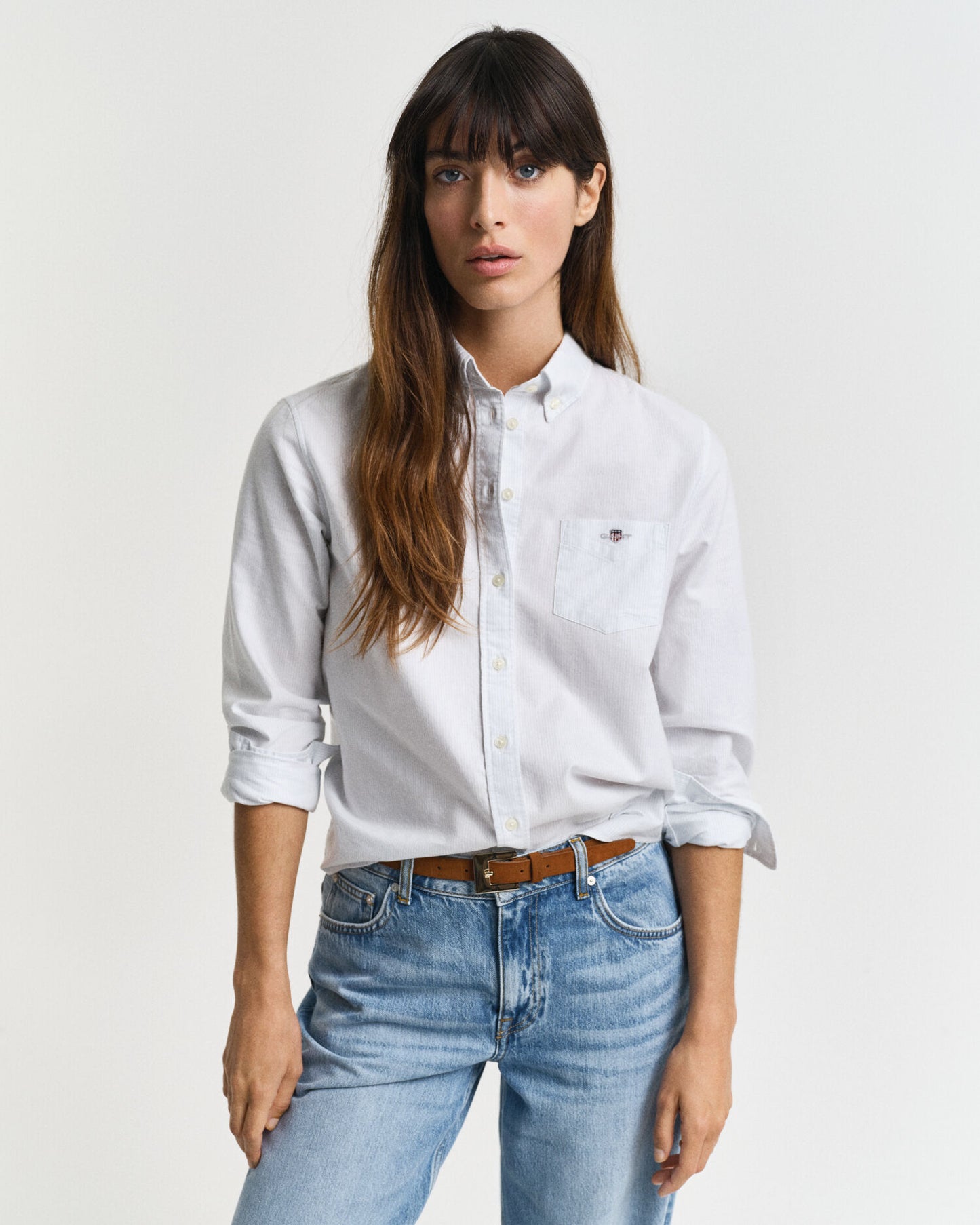 Chemise Oxford Classique à Rayures Coupe Droite
