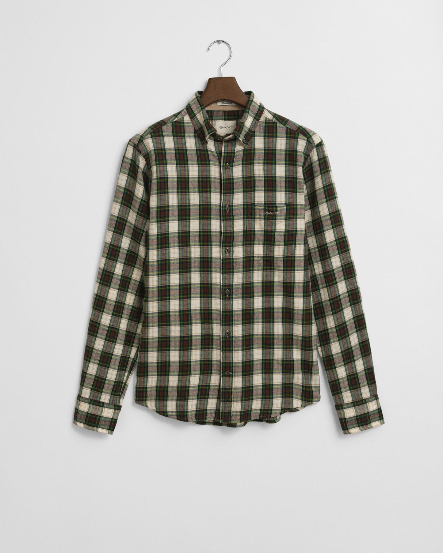 Chemise en flanelle soufflée à carreaux coupe droite