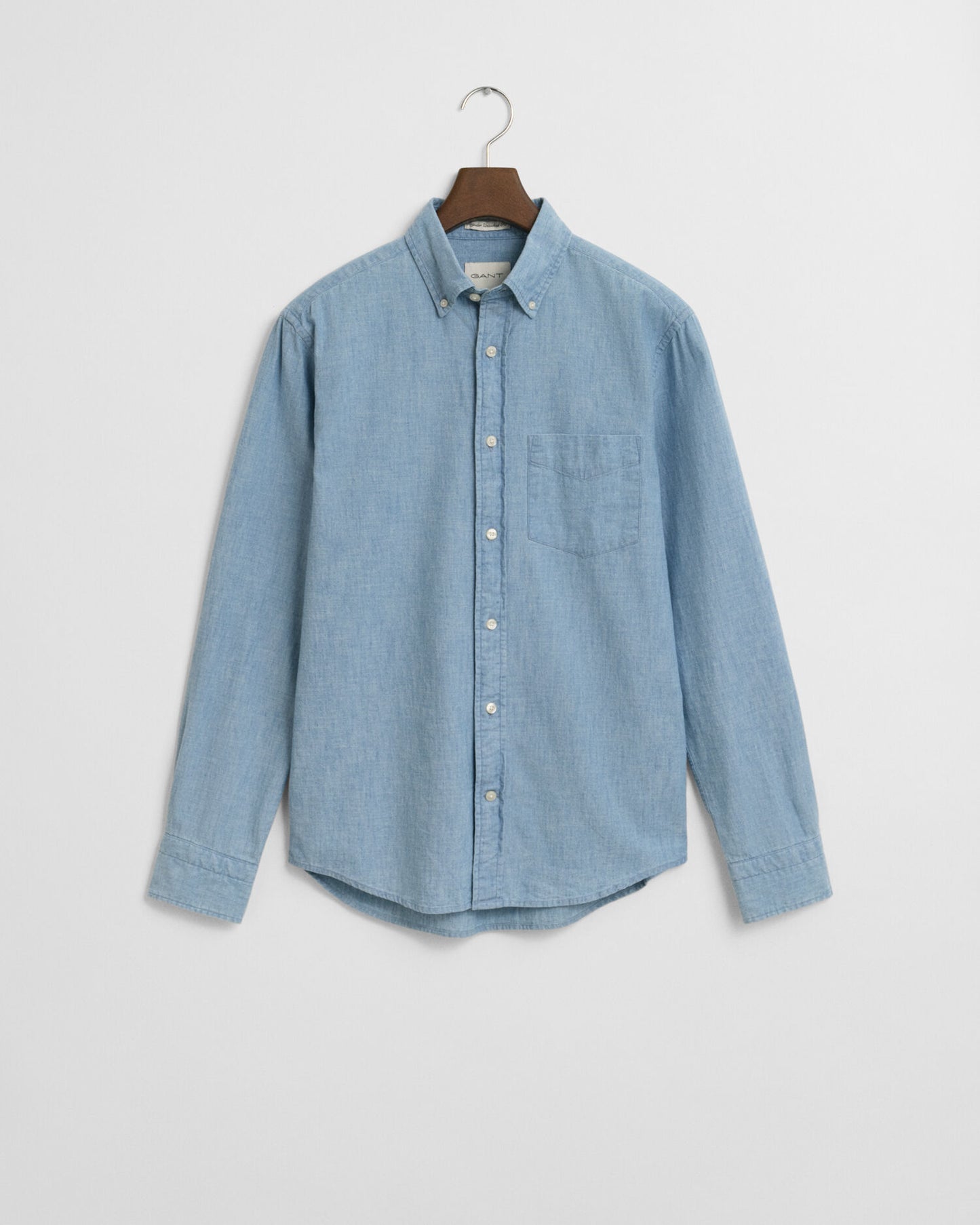 Chemise en chambray indigo coupe droite