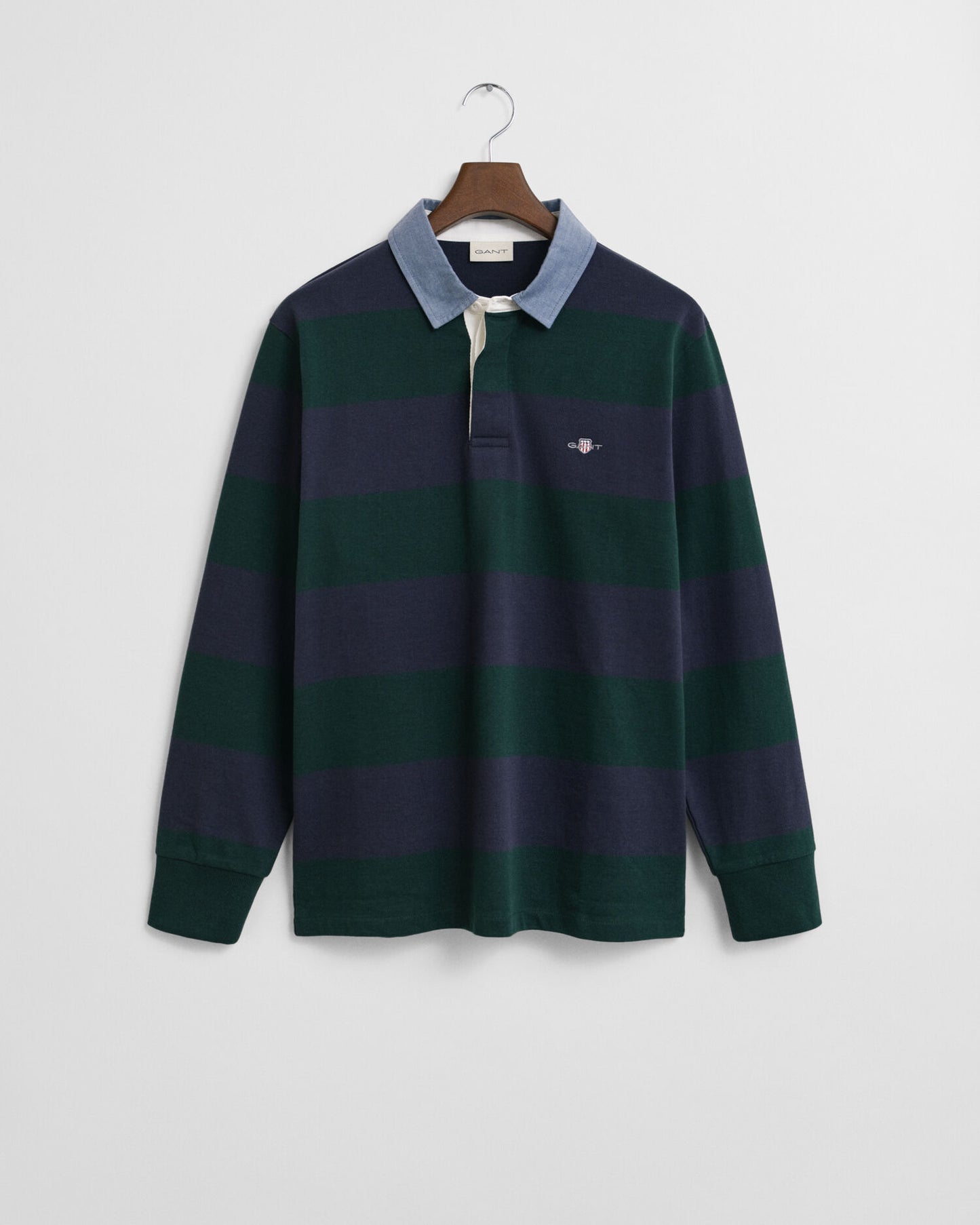 Rugger épais rayé à col chambray