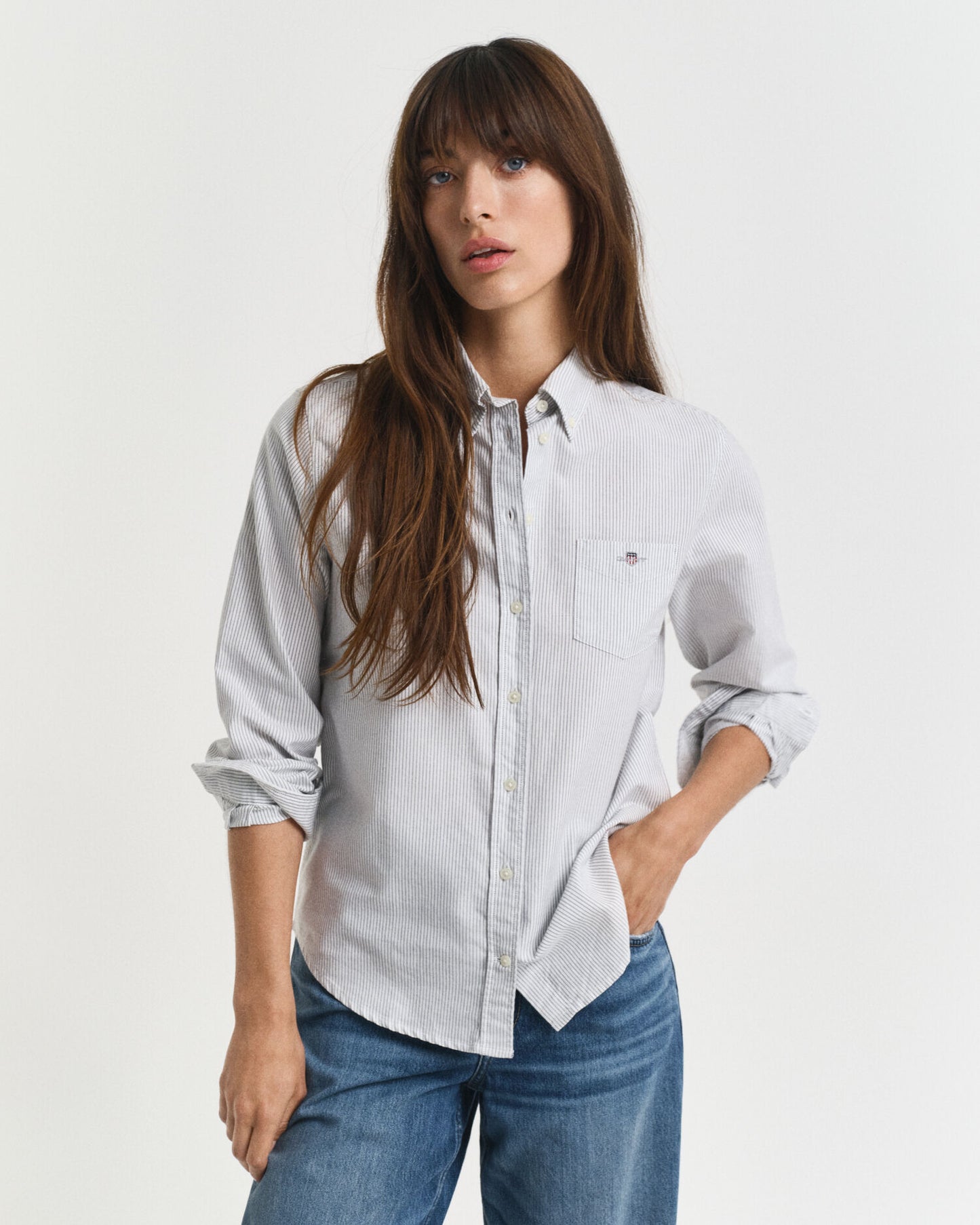 Chemise Oxford Classique à Rayures Coupe Droite