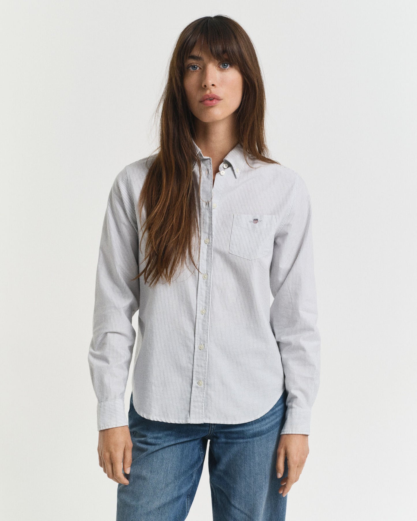 Chemise Oxford Classique à Rayures Coupe Droite