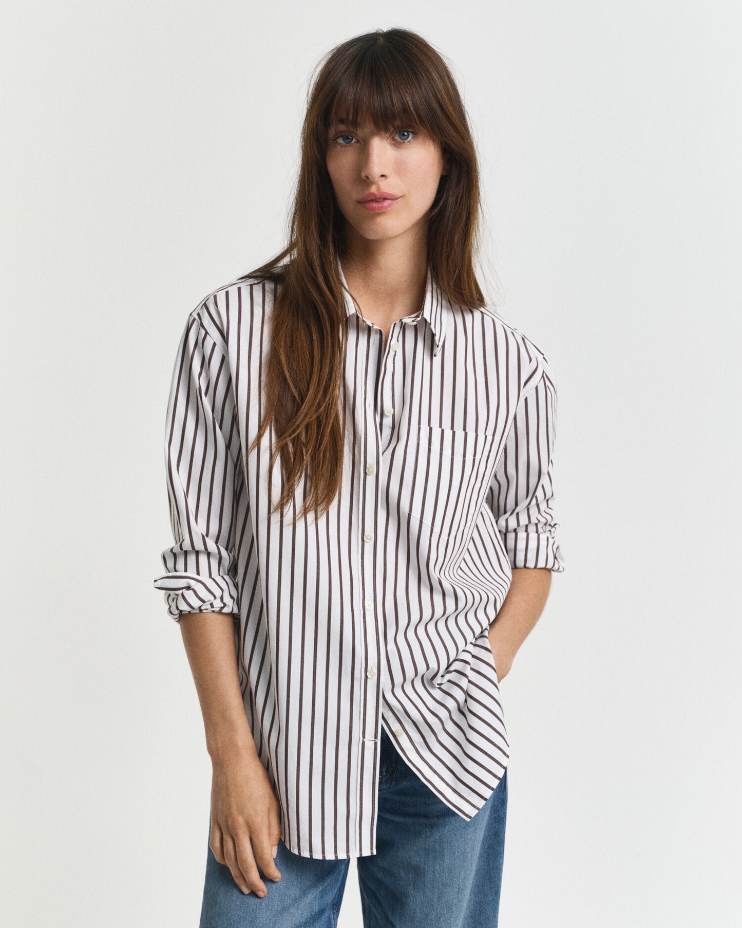 Relaxed Fit Hemd aus gestreiftem Popeline
