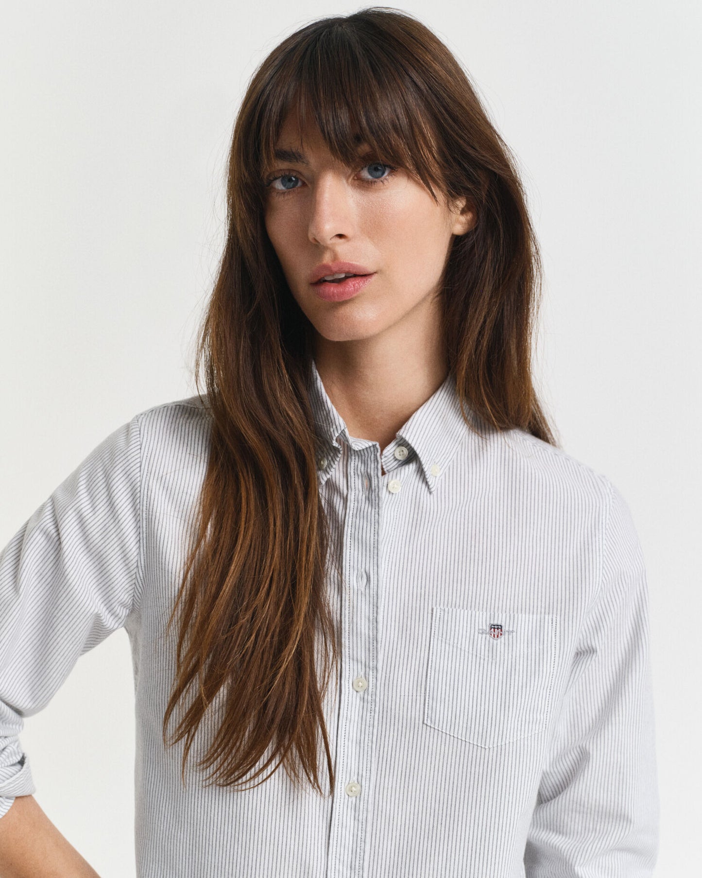 Chemise Oxford Classique à Rayures Coupe Droite