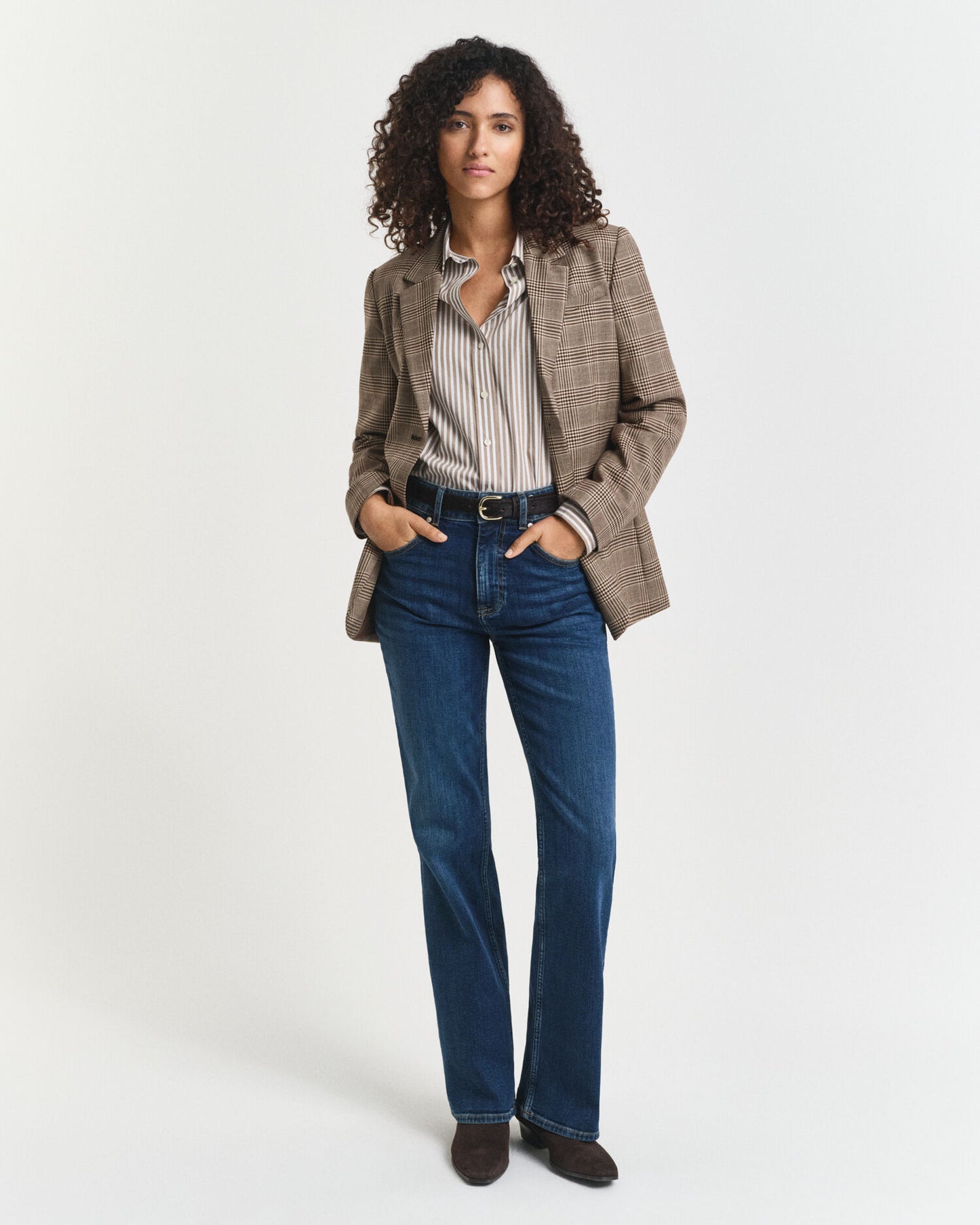 Chemise classique en popeline à rayures coupe droite