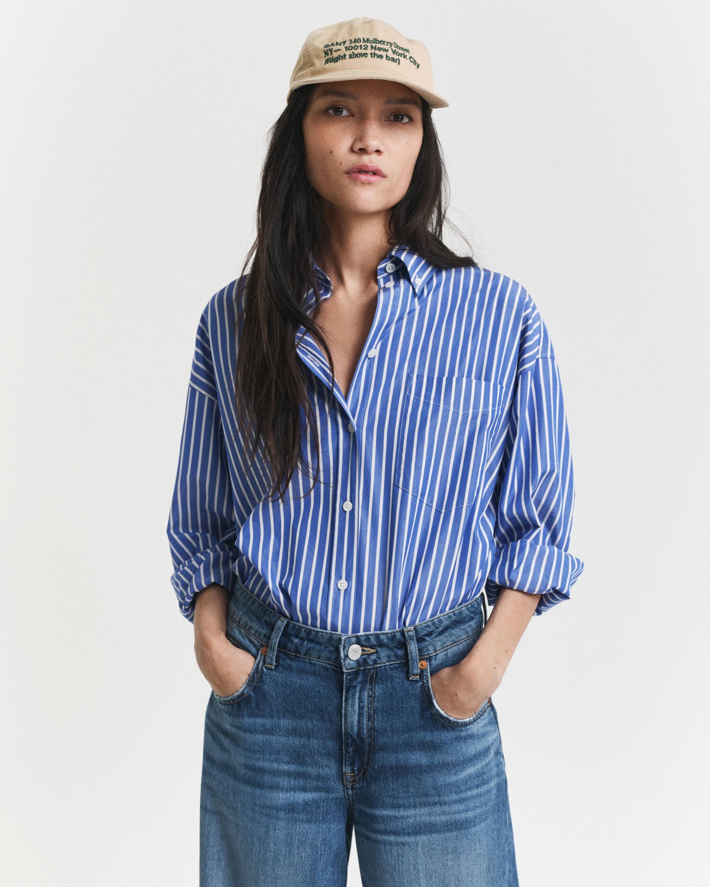 Chemise oversize en popeline rayée