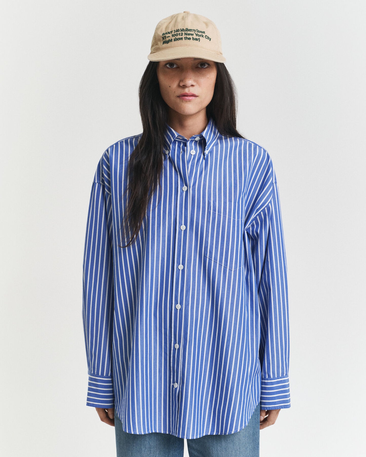 Chemise oversize en popeline rayée