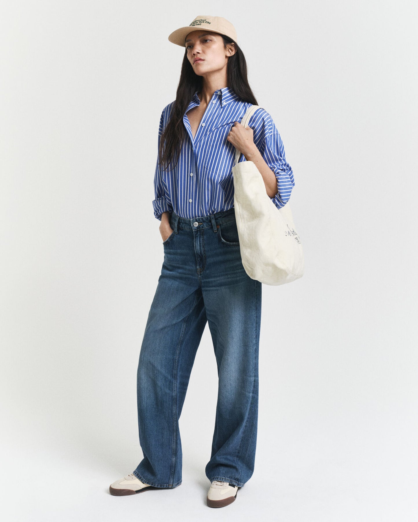 Chemise oversize en popeline rayée