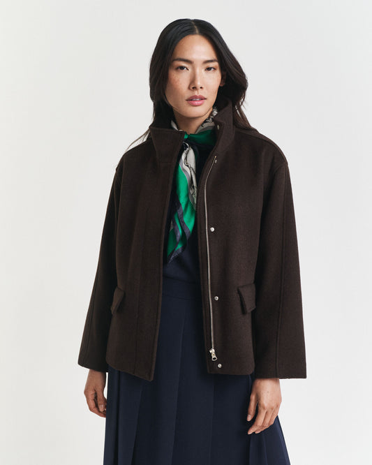 Kurze Wolljacke mit Reißverschluss