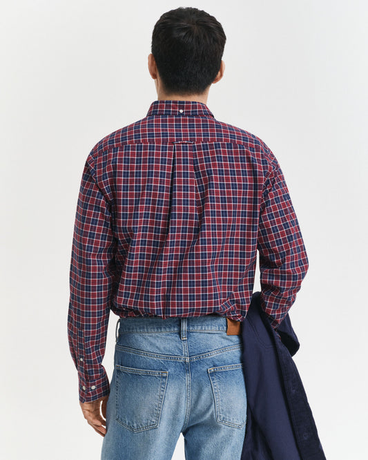 Chemise classique en popeline à carreaux coupe droite