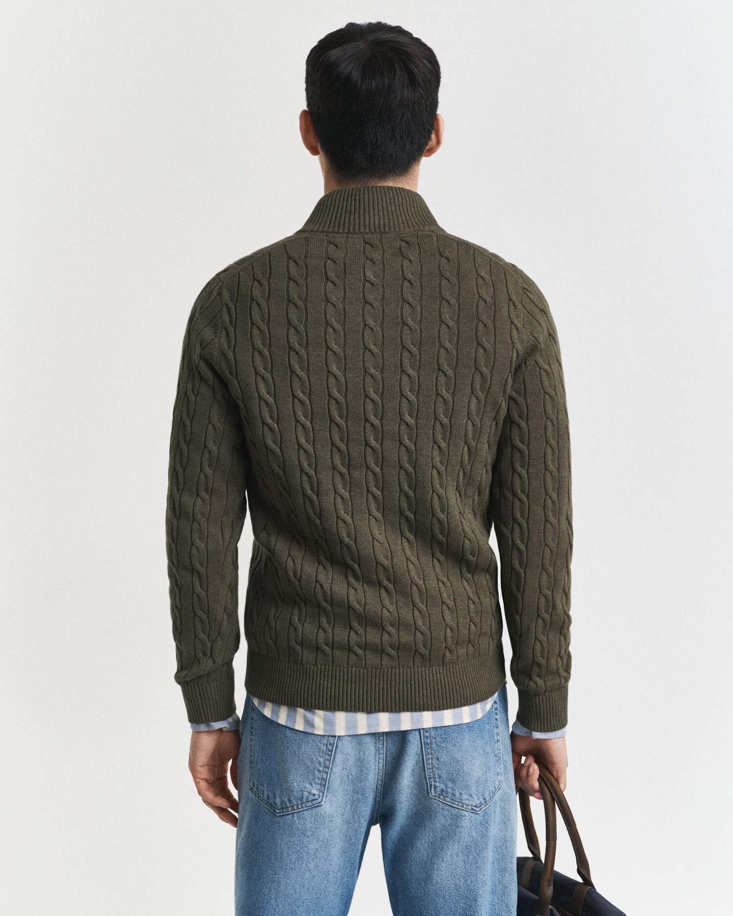 Pull demi-zippé en coton torsadé