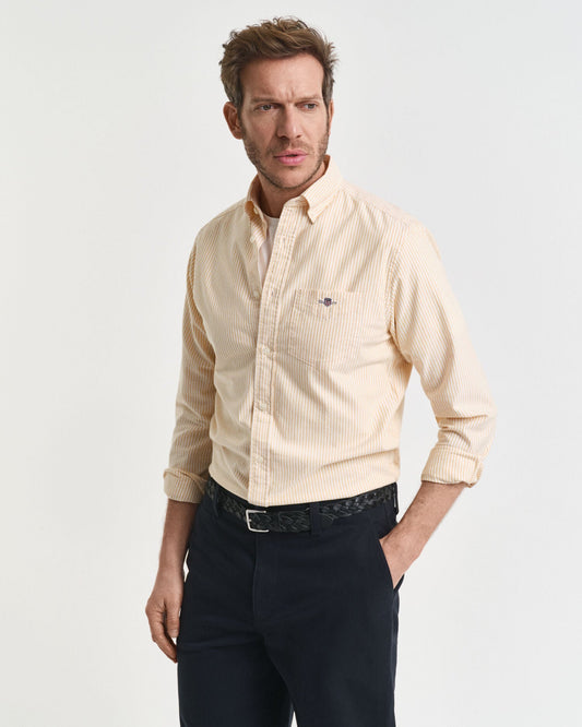Chemise Oxford classique à rayures banquier coupe droite