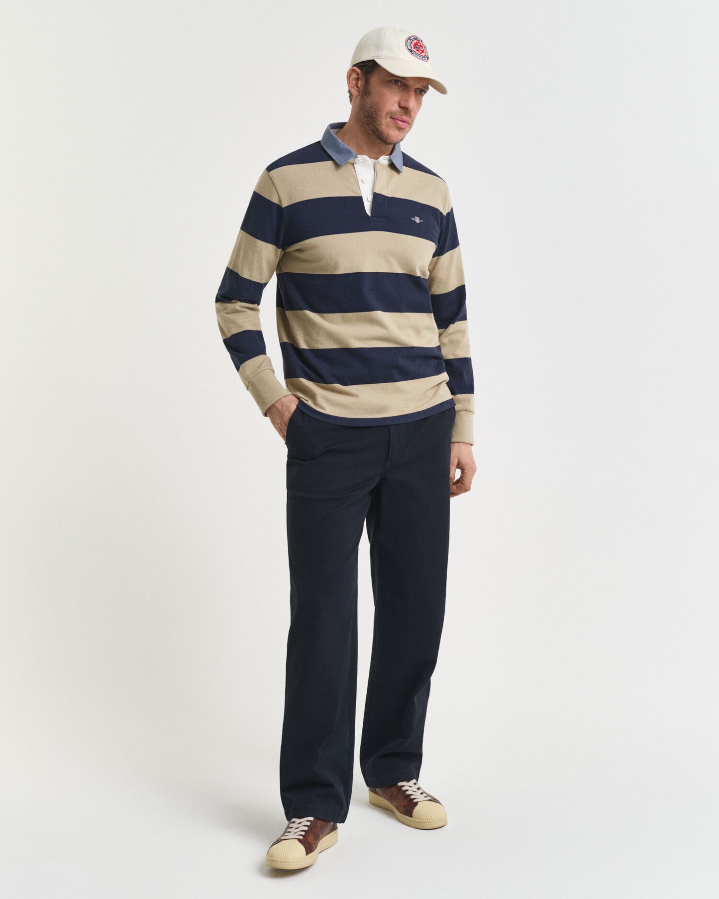 Chambray Collar Striped Heavy Rugger