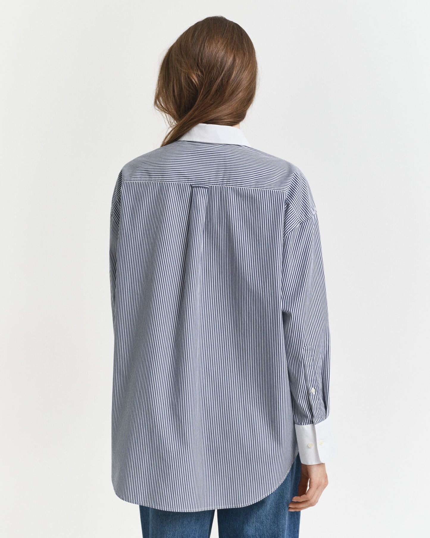 Chemise rayée ample à col contrastant
